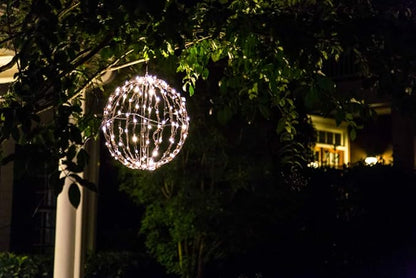 Elf Logic 16” Outdoor/Indoor LED Christmas Light Ball with Automatic Timer. Durable, Waterproof, Long-Lasting, Lightweight Bright Light Ball. Warm LED Lights for Holiday Decor, Patio, Wedding Decor