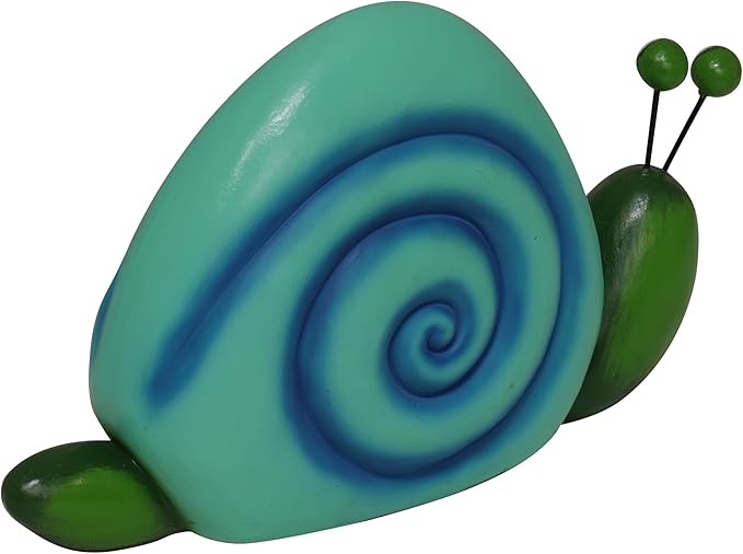 Alpine Corporation 7" Tall Outdoor Swirl Snail Statue Whimsical Accent, Weatherproof Garden Decor, Blue
