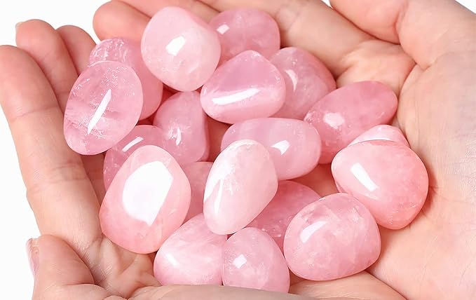 QINJIEJIE 0.9 LBS Rose Quartz Polished Stones Tumbled Crystals Bulk Gemstones 0.6-1" Irregular Stone Rocks Real Reiki Healing Crystal for Plants Vase Filler Decoration Energy Beginners Gifts