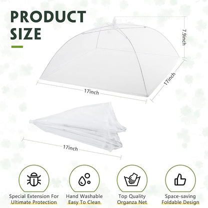 Sawysine 4 Pack Mesh Plant Cover Reusable Screen Cloche Dome Plant Protector Tent Collapsible Umbrella for Outdoor Garden Greenhouse Vegetable Flowers Strawberry from Animals(17 x 17 Inch,White)