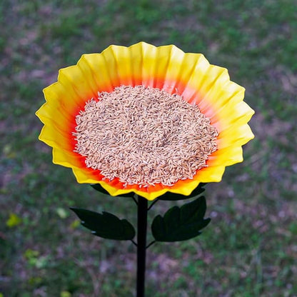 Birdbaths for Outdoors,Sunflower Bird Bath for Outside,41 Inches Flower Standing Birdbath & Birdfeeder with Metal Stake Garden Yard Lawn Decor