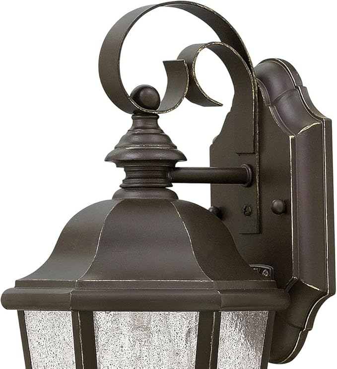 Hinkley Edgewater Small Wall Mount Outdoor Lantern - Aluminum, Clear Seedy Glass, Traditional - Oil Rubbed Bronze Finish