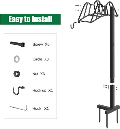 Wphold Garden Hose Holder Freestanding, Extra Thick Water Hose Stand, Heavy Duty Metal Garden Hose Storage,Garden Hose Reel, Water Hose Holders for Outside, Detachable Outdoor Hose Holder