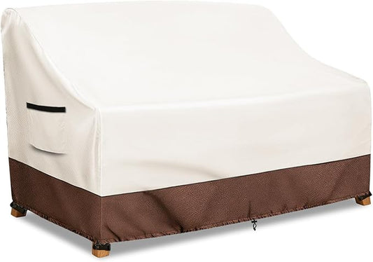 Waterproof Patio Sofa Cover, Heavy Duty 3-Seater Outdoor Couch Cover Size Up to 85W x 38D x 35H Inches, Lawn Patio Furniture Covers with Air Vent (Beige)