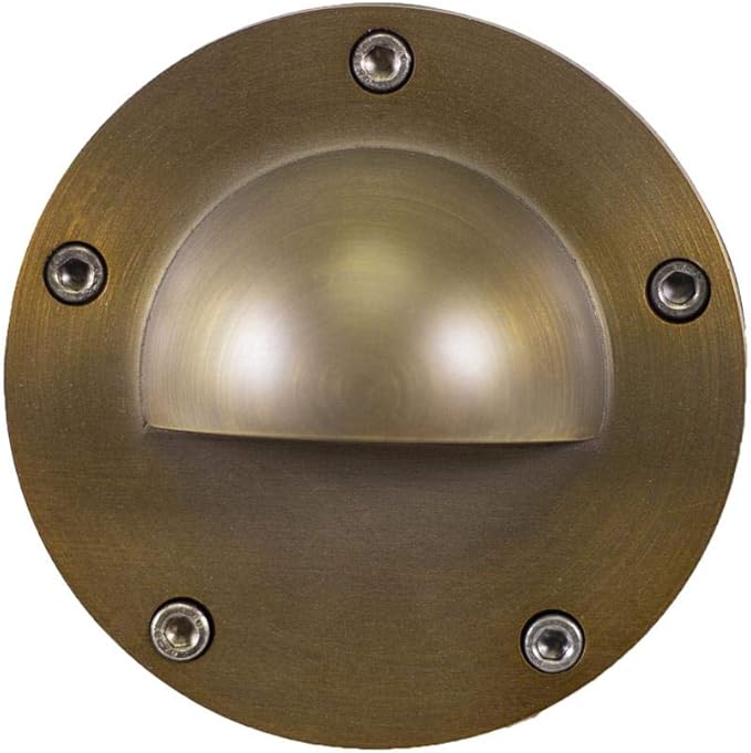 12V Brass In-Ground Well Light (Beacon Top) with 5W 2700K Warm White MR16 LED Bulb for Low Voltage Landscape Lighting of Outdoor Pathway, Garden, Shrubs, Columns or Trees