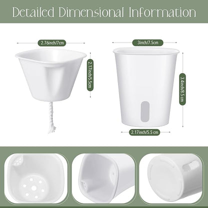Ziliny 10 Pcs 3 Inch Self Watering Pots Self Watering Planters for Indoor Planters Plastic Garden Flower Pots with Level Indicator Vents for Herbs