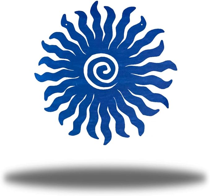 Riverside Designs Sunburst Metal Wall Art Steel Outdoor Decor - Heavy-Duty and Waterproof - Made in USA (36", Blue)