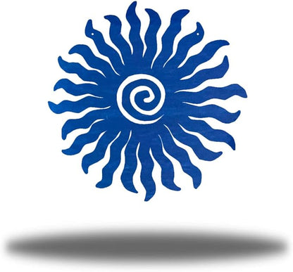 Riverside Designs Sunburst Metal Wall Art Steel Outdoor Decor - Heavy-Duty and Waterproof - Made in USA (36", Blue)
