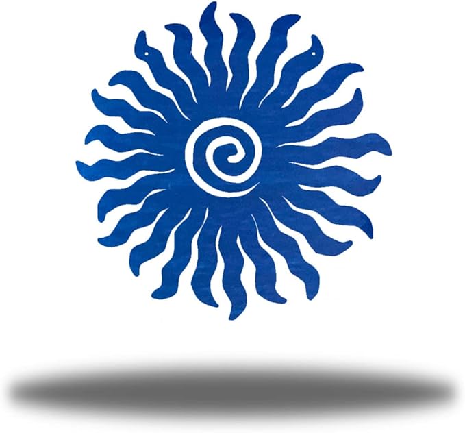 Riverside Designs Sunburst Metal Wall Art Steel Outdoor Decor - Heavy-Duty and Waterproof - Made in USA (24", Blue)