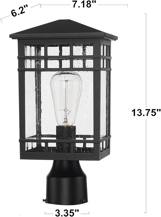 Treekee Outdoor Post Lights, Lamp Post Light Fixture, Waterproof Aluminum Pillar Lantern with Seeded Glass, Lamp Posts Outdoor Lighting for Walkway, Garden, Patio