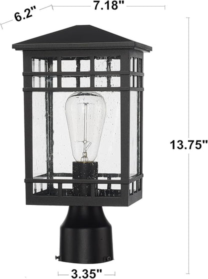 Treekee Outdoor Post Lights, Lamp Post Light Fixture, Waterproof Aluminum Pillar Lantern with Seeded Glass, Lamp Posts Outdoor Lighting for Walkway, Garden, Patio