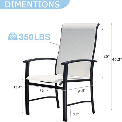 Patio Dining Chairs Set of 4, Outdoor Dining Chairs with High Back, Metal Outdoor Chair Set with Comfort and Durability, Patio Chair for Deck Lawn Kitchen Garden Backyard, Oyster Beige