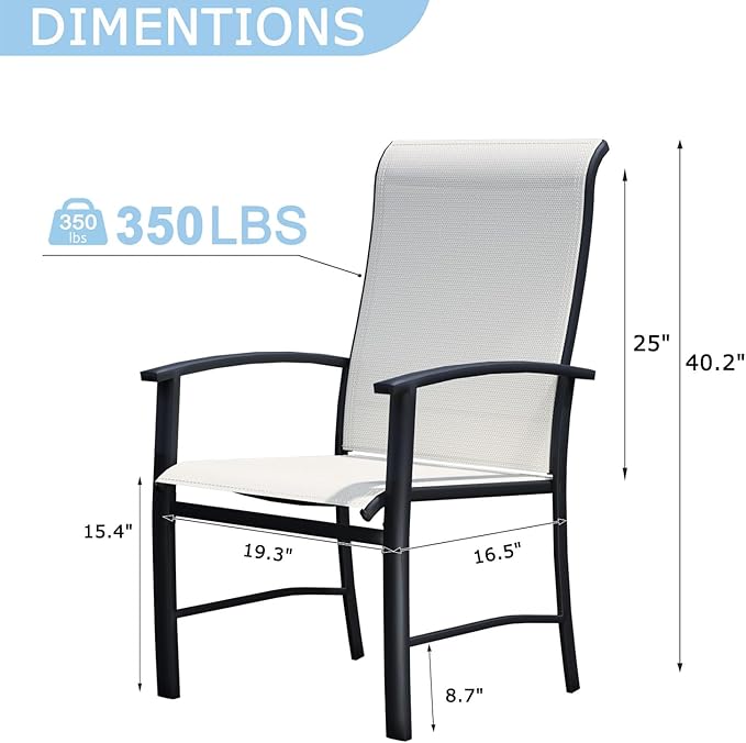 Patio Dining Chairs Set of 6, Outdoor Dining Chairs with High Back, Metal Outdoor Chair Set with Comfort and Durability, Patio Chair for Deck Lawn Kitchen Garden Backyard, Oyster Beige