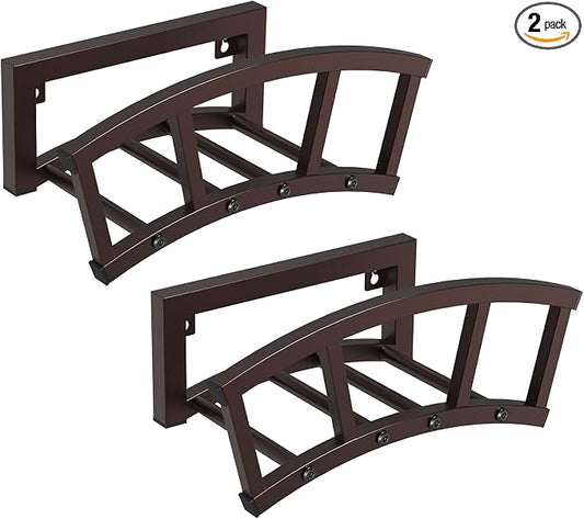 2 Pack Garden Hose Holder Wall Mounted, Outdoor Heavy Duty Metal Water Hose Holder Hanger Holds 125-ft Water Pipe, Sturdy Detachable Hose Storage Organizer Reel Rack for Outside Garden Lawn, Bronze