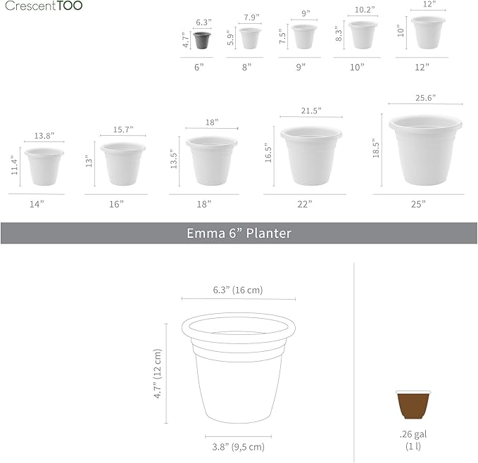 Crescent Too Emma Plant Pot, 6-Inch Terracotta (Bag of 12)