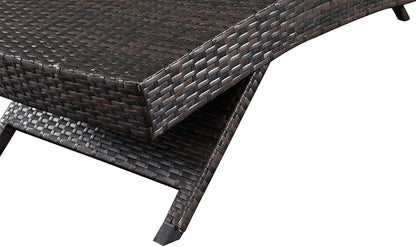 79'' Outdoor Wicker Reclining Lounge Chair Long Reclining Chaise Lounge Set Patio Rattan Double Chaise Lounge Lawn Sunbathing Chairs Beach Pool Backrest Recliners Set of 4