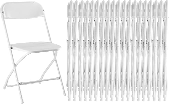 Sweetcrispy Folding Chair 20 Pack, Plastic Foldable Chairs with 330-Pound Capacity, Sturdy Metal Portable Chair, Easy to Use and Store, Outdoor and Indoor, for Home, Office, Party, Comfy, White