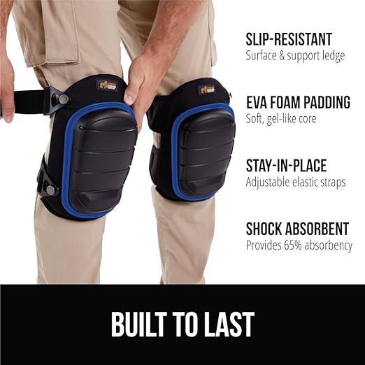 GORILLA GRIP Knee Pads for Work, All Day Comfort Gel Cushion and Soft Foam for Men and Women, Slip Resistant Heavy Duty Hard Cap, Adjustable Straps for Flooring, Construction and Gardening, Royal Blue