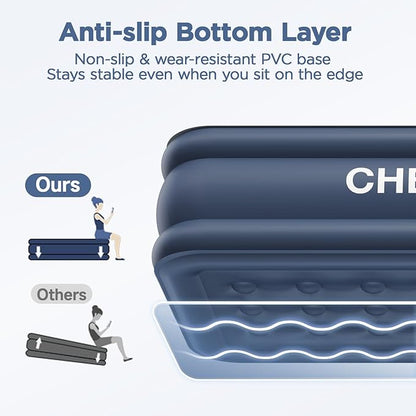 Queen Air Mattress with Built in Pump, 18" Elevated Height, 48Hr Leak-Tested, Honeycomb Coil Support, 800 lbs Capacity, Fast 3-Min Inflation–Blow Up Mattress for Guest Room & Sleepover