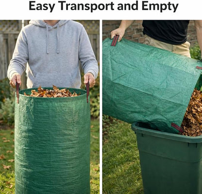 Gardzen 3-Pack 80 Gallon Yard Waste Bags, Reusable Heavy Duty Collapsible Garden Leaf Bags with Plastic Ring, Stand-Up Yard Waste Bin for Leaves, Lawn Debris & Grass Clippings