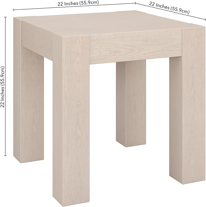 Henn&Hart Langston 22" Wide Square Side Table in Alder White