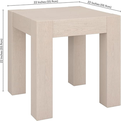 Henn&Hart Langston 22" Wide Square Side Table in Alder White