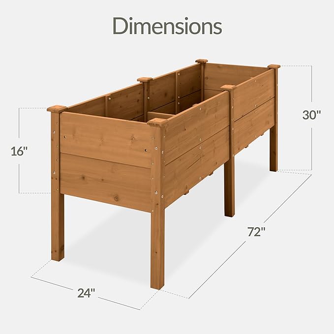 Best Choice Products 72" x 24" x 30" Raised Garden Bed with Extra Deep 16" Depth, Elevated Wood Planter Box Stand for Backyard, Patio, Balcony, Natural Fir Wood - Acorn Brown