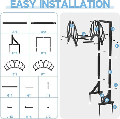 Garden Hose Holder for Outside, Heavy Duty Water Hose Holder Holds 160-Feet Hose, Stable Detachable Hose Stand Storage Hanger Rack for Yard Lawn Farm