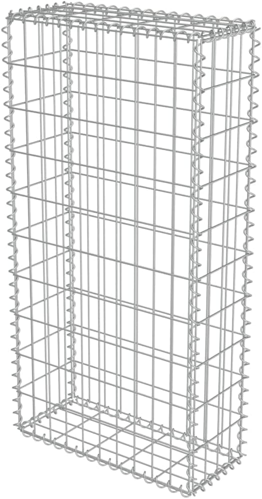 Galvanized Steel Gabion Wall with Covers, Gabion Mesh Wire Wall Panel Galvanized Steel Garden Stone Wire Basket Fencing Patio Decorative Fence, 19.7"x7.78"x39.4",-176