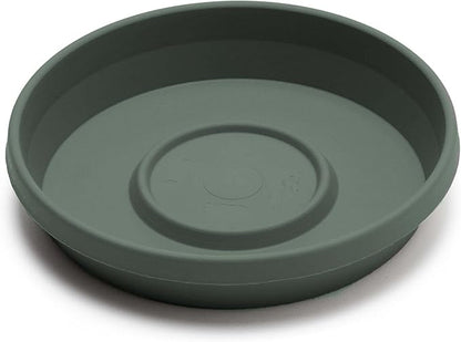 Bloem Terra Resin Saucer Tray: 9.25" Bottom Width - Basil Green - Matte, Durable, Ribbed Bottom, Indoor and Outdoor, Fits 12" Terra Pots