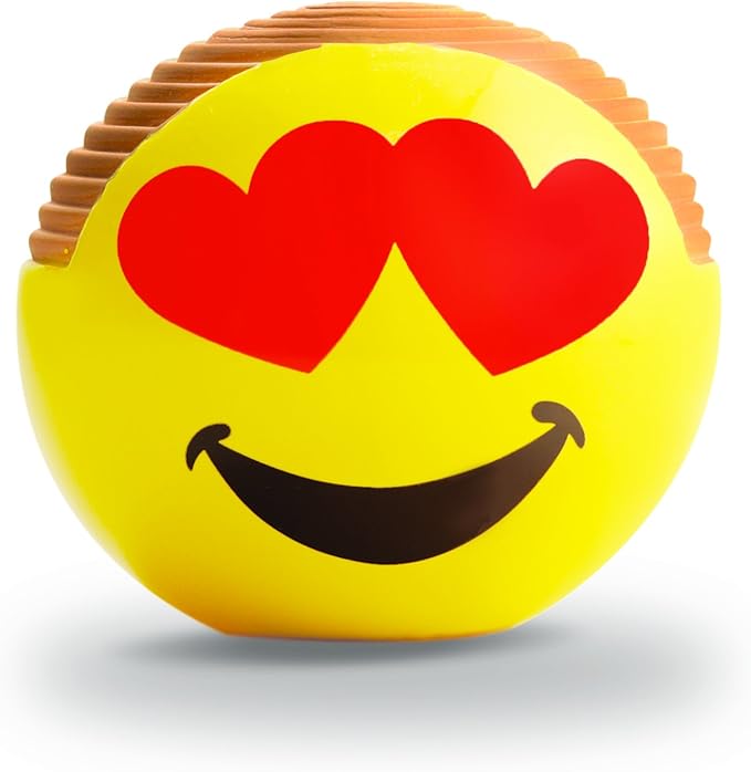Chia Pet Emoji-Heart Eyes Decorative Pottery Planter, Easy to Do and Fun to Grow, Novelty Gift, Perfect for Any Occasion, Yellow