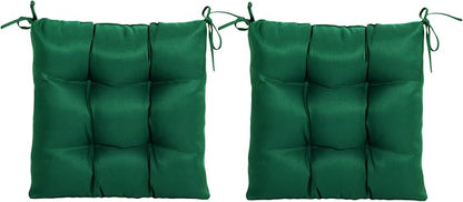 ARTPLANT Outdoor Dinning Seat Pads Cushions with Tie 19"x19"x4",Square Wicker Outdoor Tufted Chair Cushion,Set of 2,Invisible Green