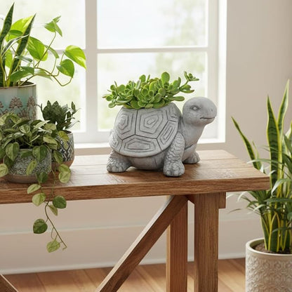 Comfy Hour 14" Turtle Planter for Indoor and Outdoor Plant, Ployresin, Spring in Garden Collection