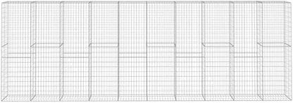 Galvanized Steel Gabion Wall with Cover, Gabion Mesh Wire Wall Panel Galvanized Steel Garden Stone Wire Basket Fencing Patio Decorative Fence, 236.2"x19.7"x78.7",-139