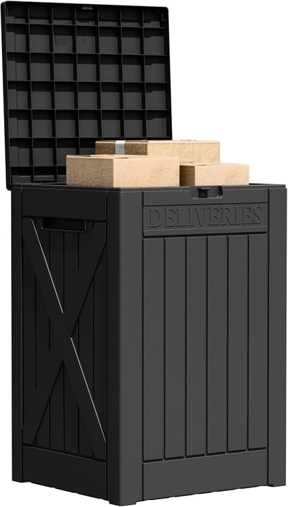 Flamaker 50 Gallon Deck Box, Package Delivery Box for Outside, Outdoor Package Drop Container for Gifts, Waterproof Plastic Storage Container with Lockable Secure for Porch (Black)