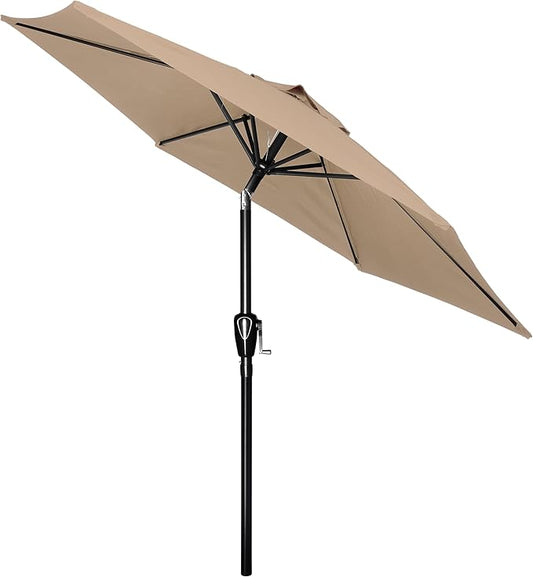 Simple Deluxe 7.5' Patio Umbrella Outdoor Table Market Yard Umbrella with 6 Sturdy Ribs for Backyard, Pool, Garden, Deck, Tan
