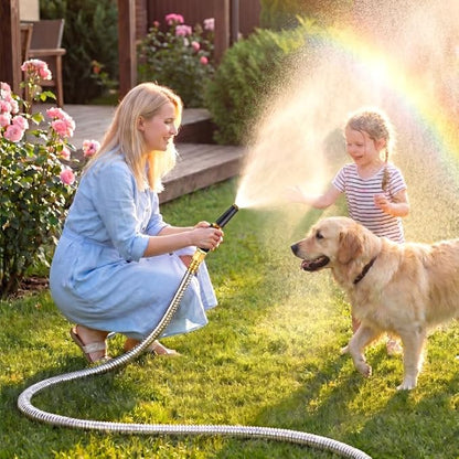 Rosy Earth Expandable Metal Garden Hose 50 FT - 304 Stainless Steel Water Hose 50 FT - Lightweight non Kinking Flexible Garden Hose, no Bite