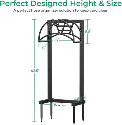 TomCare Garden Hose Holder Heavy Duty Water Hose Holder Holds 160 FT Hoses Freestanding Hose Reel Outdoor Hoses Storage Hanger for Outside Yard
