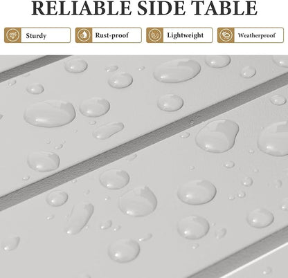 Crestlive Products Aluminum Outdoor Side Table, Pool Lounge Chair Side Table, Weather Resistant Small Square Coffee End Table for Patio, Yard, Garden, Porch, Deck, Indoor, Outdoor