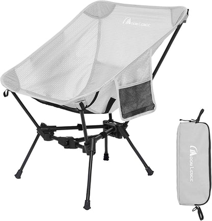MOON LENCE Portable Camping Chair Backpacking Chair - The 4th Generation Ultralight Folding Chair - Compact, Lightweight Foldable Chairs for Hiking Mountaineering, Beach (Grey)