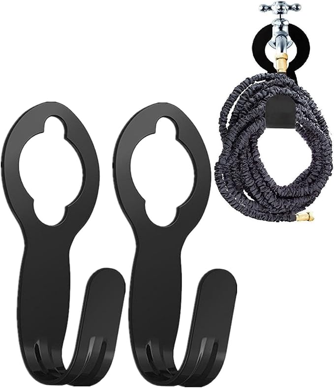 2 Pack Garden Hose Hanger - Heavy Duty Metal Holder for 50ft/25ft Expandable Hose, Supports 110lbs - Portable Garage Storage