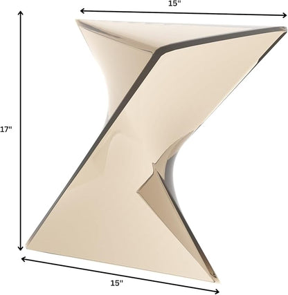 LeisureMod 15.75" Stackable Weather-Resistant Plastic Triangular Side Table - Accent End Table for Indoor & Outdoor Use (Transparent Amber, Set of 2)