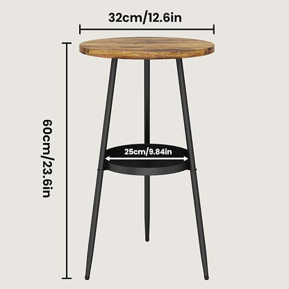 Side Table 2-Tier Round End Table Indoor Small Side Table Industrial Accent Table Nightstand for Small Spaces, Living Room, Bedroom.