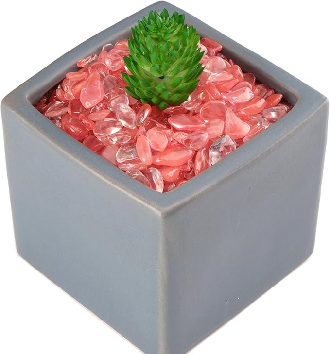 WAYBER Decorative Pebbles, 1 Lb/460g (Fill 1 Cup) Pink Crystal Quartz Stones Irregular Rock Gravel for Aquarium Turtle Tank Decoration/Succulent Plant Landscape/Flowerpot Vase Ornament