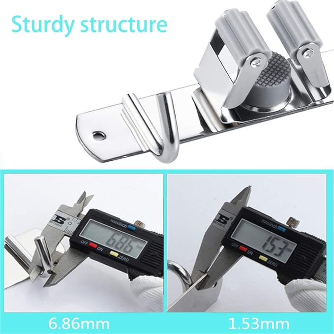 Broom Mop Holder Wall Mount Stainless Steel Tool Hanger Storage Organizer for Home, Kitchen, Garage, Garden, Laundry Room, Bathroom Organization and Storage(4 Racks 5 Hooks)