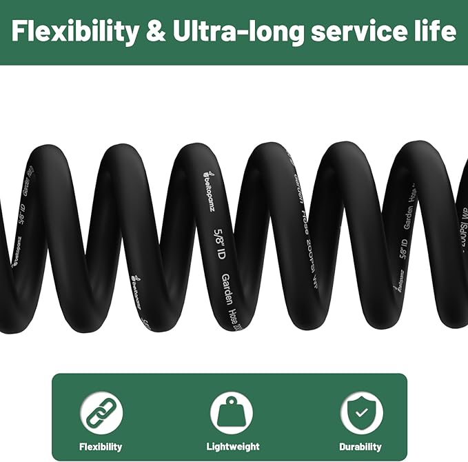 Short Garden Hose 3 ft x 5/8" Female to Female, Heavy Duty Small Water Hose Extend Connector, Leak-Free Connections Hybrid Rubber Leader Hose with 3/4" Double GHT Fittings, Black