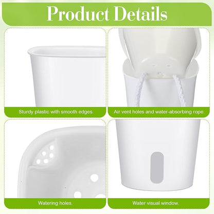 Ziliny 100 Pcs Self Watering Pots Self Watering Planters for Indoor Planters Plastic Garden Flower Pots with Level Indicator Vents for Herbs (3 Inch)