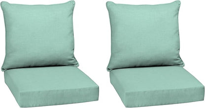 Arden Outdoor Deep Seat Cushion Set (2-Pack), 22 in x 24 in, Weather-Proof, Rain-Proof, Fade Resistant Patio Cushion for Chair, Sofa, and Couch Aqua Leala