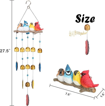 Taman Bird Wind Chime - Wind Bell for Outside Indoor Resin Cardinal,Blue Bird Decorative Metal Bronze Mobile Wind Chime Memorial Sympathy Gift for Home, Outdoor, Yard, Patio,Garden Decor, 29"