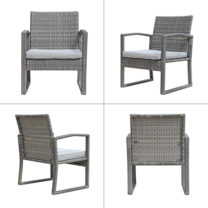 Patiorama Outdoor Patio Furniture - Wicker Conversation Set with Modern Bistro Design, Coffee Table, Perfect for Garden, Balcony, Backyard or Poolside (Light Gray)